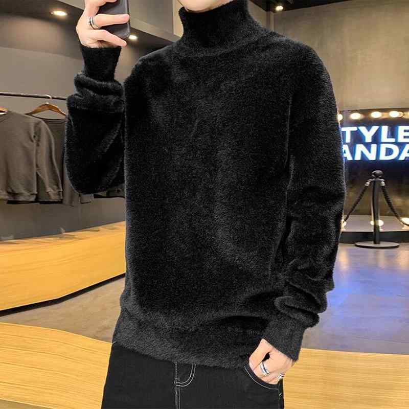 ニット メンズ 男性用 タートルネック セーター 秋冬 防寒 厚手 カットソー トップス プルオーバー ポリエステル ホワイト ブラック グレー