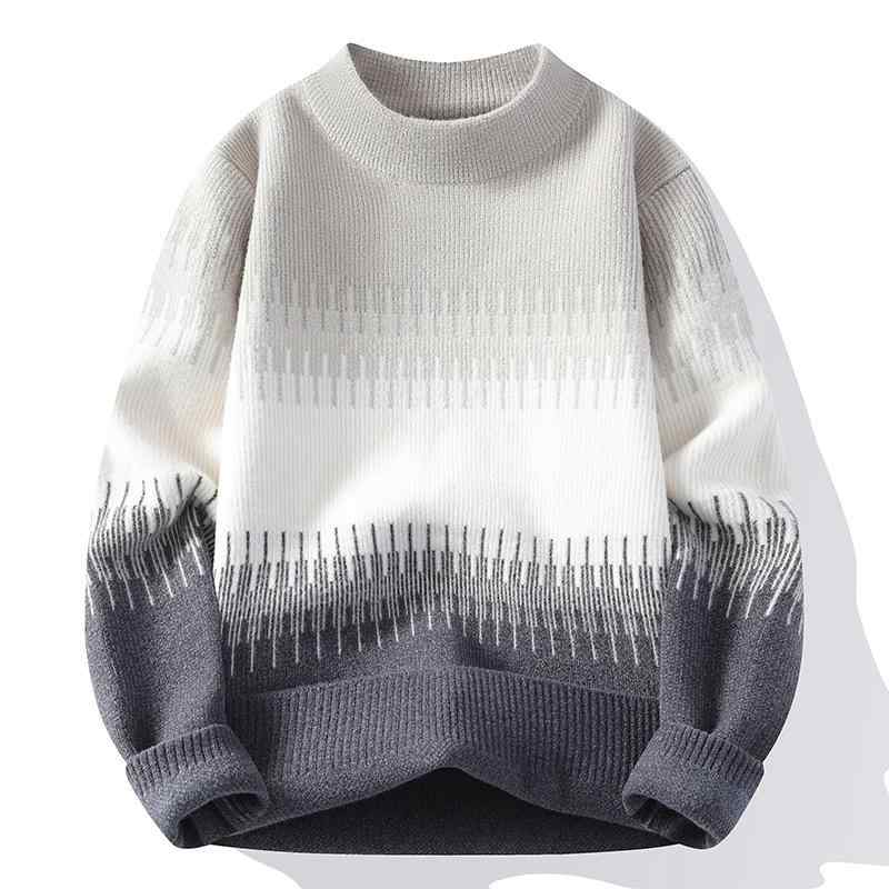ニット メンズ 秋冬 グラデーション 厚手 保温 セーター ハーフハイネック プルオーバー トップス 普段使い デート ブラック グレー カーキ オレンジ