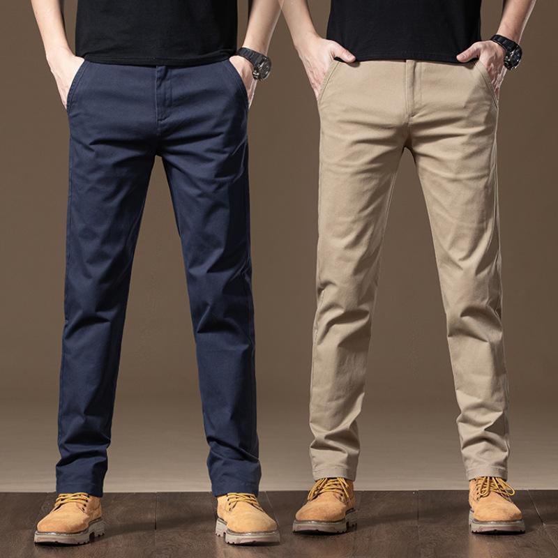 メンズ ズボン パンツ 男性用 紳士 向け ビジネス カジュアル パンツ 薄手 綿 直筒 ストレート 無地 多ポケット カーキ ブルー グレー ブラック 通気性 耐摩耗 吸湿速乾