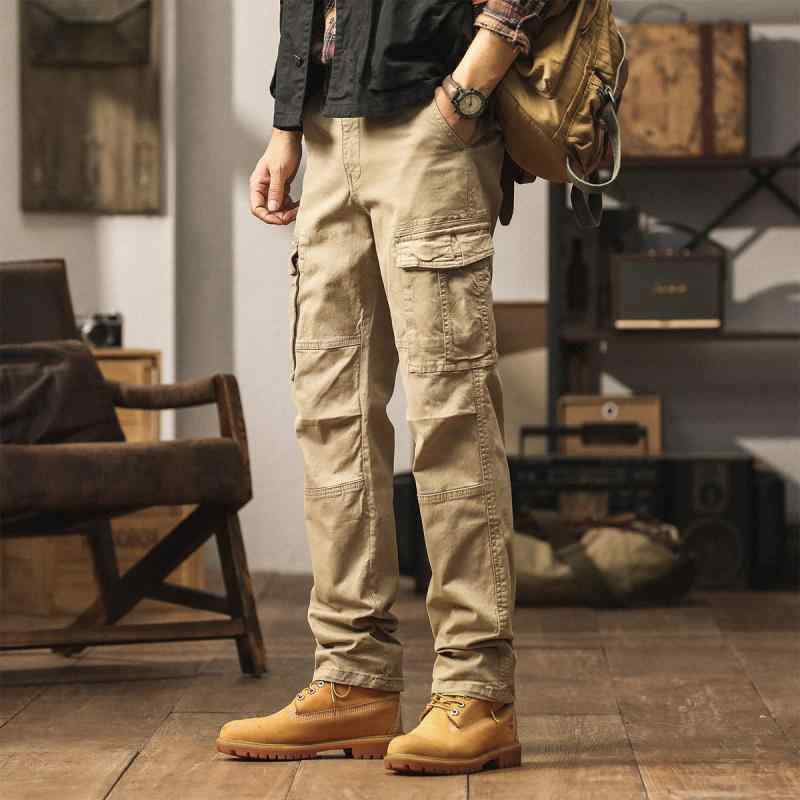 パンツ メンズ 男性用 カーゴパンツ ミリタリーパンツ ワークパンツ 作業着 ズボン ボトムス ストレート ゆったり 大きいサイズ 高腰 コットン 綿 無地 切り替え 多ポケット 普段使い アウトドア ブラック カーキ グリーン ブラウン