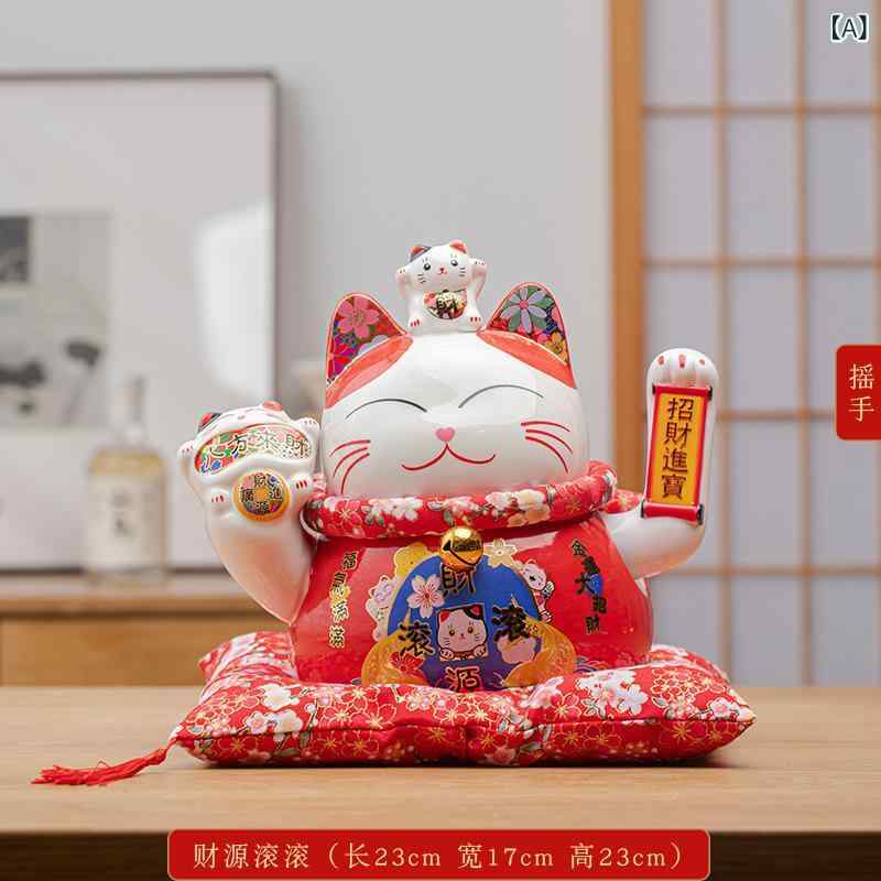 招き猫 インテリア 陶器製 オブジェ 縁起物 ラッキーアイテム 貯金箱 招財 開運 ディスプレイ
