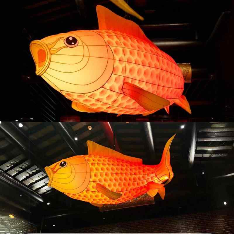 灯篭 錦鯉 60cm 赤色 黄色 発光 カートン 商街 景区