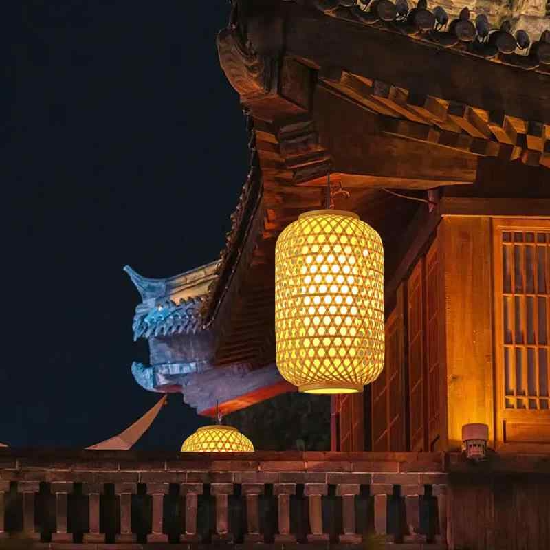 提灯 照明器具 竹編み ランタン 屋外照明 観光地 商店街 ナイトマーケット 提灯 和風 レトロ 茶屋 旅館 料亭 飲食店 装飾 直径20cm 高さ30cm 直径25cm 高さ40cm 直径30cm 高さ50cm 直径40cm 高さ60cm