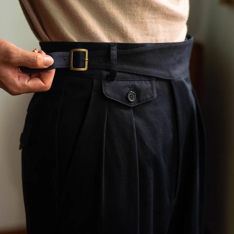 パンツ 男性用 レトロ ワークパンツ カーゴパンツ ストレート 薄手 普段使い 高身長向け ポリエステル 混紡 涼しい 紺色 カーキ色