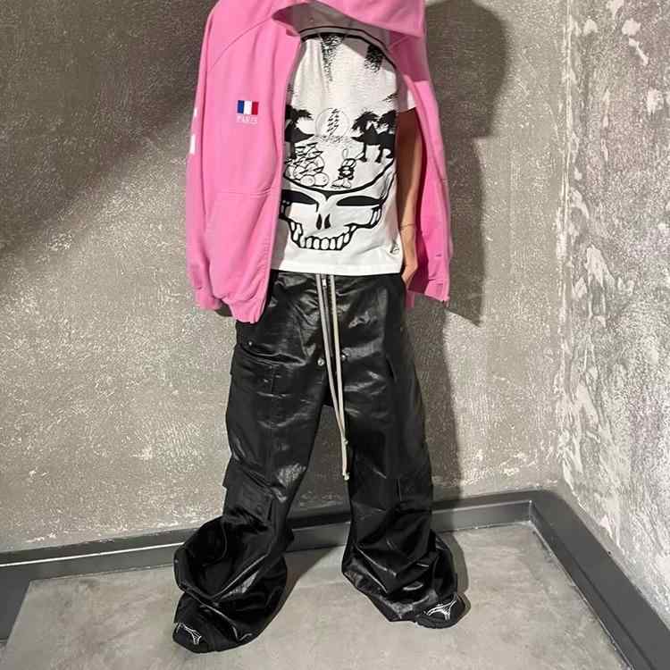 パンツ 男性用 コットン ワークパンツ ストレート 裾絞り ドローストリング カジュアルパンツ ブラック｜Tanzan