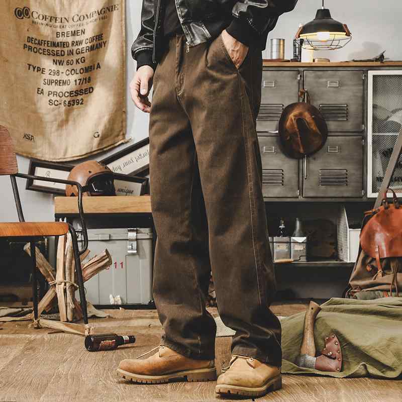 パンツ メンズ カーゴパンツ ワイド ストレート コットン 無地 カジュアル ゆったり ワークパンツ ミリタリー 普段使い 3シーズン 春秋冬 黒 ブラック カーキ