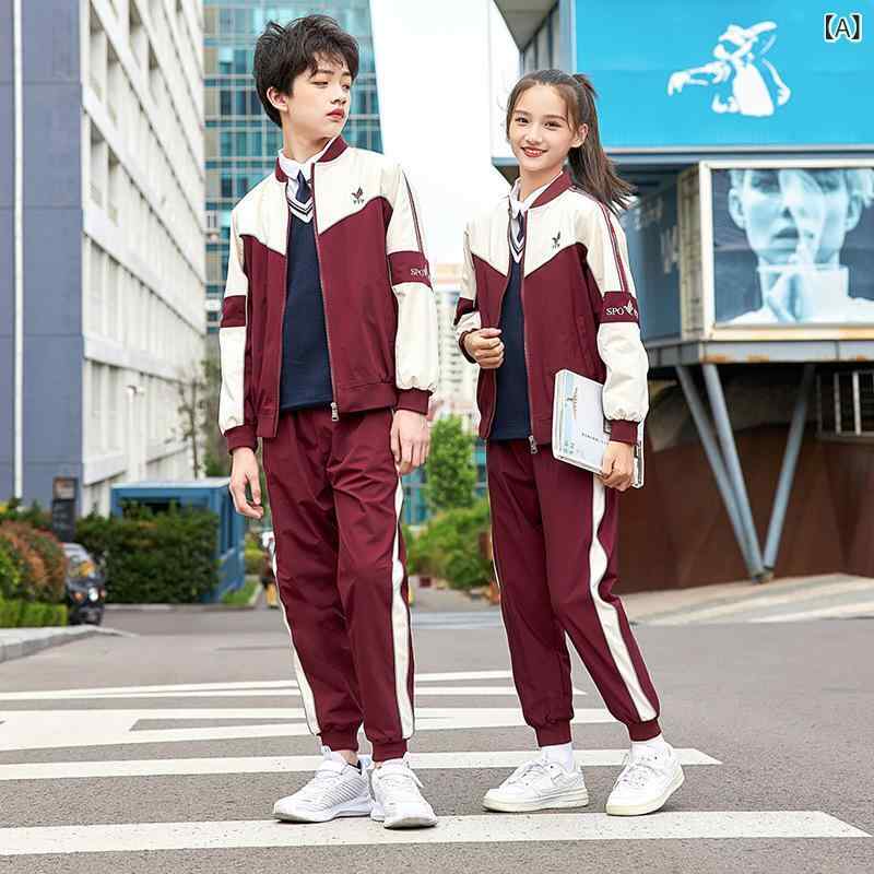 制服 子供用ジャージ 上下セット 小学生 中学生 男女兼用 スポーツウェア 学院風 ポリエステル 運動会 春秋