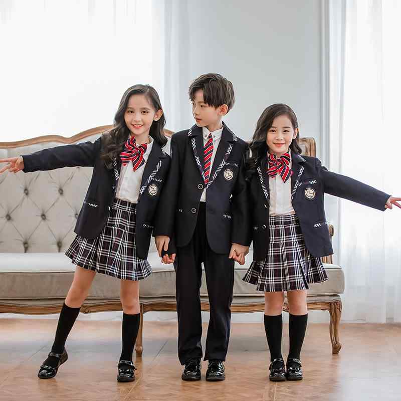 ちびっ子服 フォーマルスーツ 5点書き割り 小学生 幼稚園 ユニフォーム お坊っちゃん お嬢さん 歳月 綿100% ブリティッシュスタイル 上衣 プルオーバー ズボン下 スコート 告げ知らせる会 はいり込む式 卒式 華燭の典