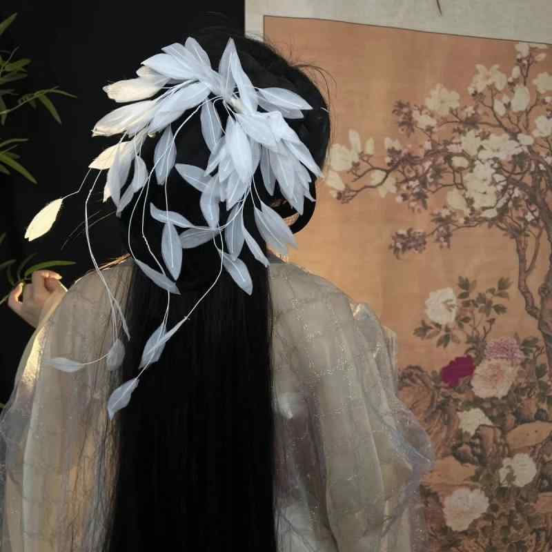 ヘアピン レディース 羽根 髪飾り 花嫁 ヘッドドレス ウェディング 結婚式 和装 アクセサリー 布地 タッセル 透かし