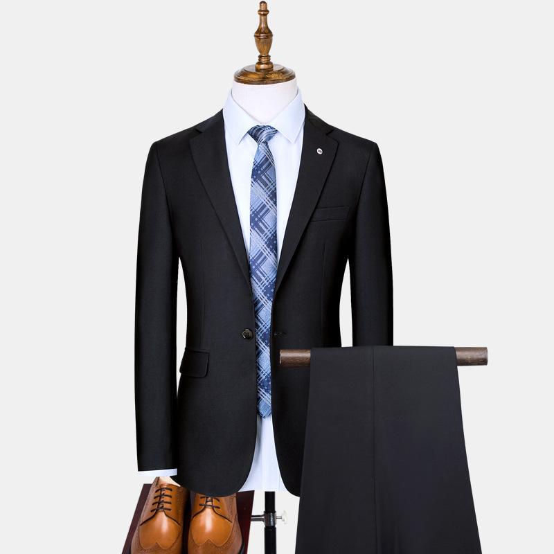 メンズ ビジネススーツ 男性用 フォーマルスーツ 紳士服 結婚式 新郎 礼服 スリムフィット ポリエステル ブラック