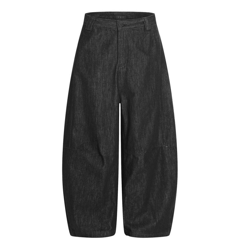 メンズ デニムパンツ ワークパンツ ワイドレッグ ストリート バナナシルエット ジーンズ ロングパンツ コットン 黒