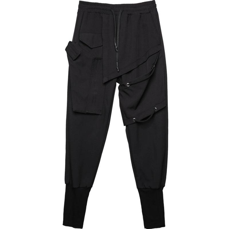 パンツ 男性用 ワークパンツ ストリート ヒップホップ テーパードパンツ カジュアルパンツ 綿混紡 黒 ブラック S M L XL 2XL