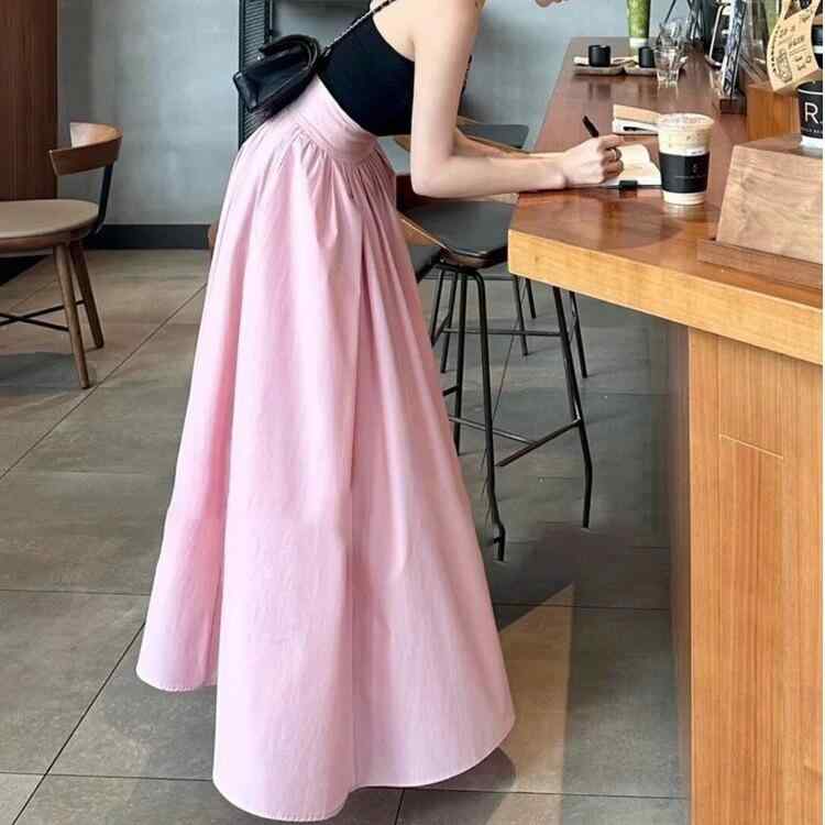 スカート レディース 春 Aラインスカート ロング丈 高腰 清楚 きれいめ フェミニン 通勤 オフィス ピンク系 ポリエステル