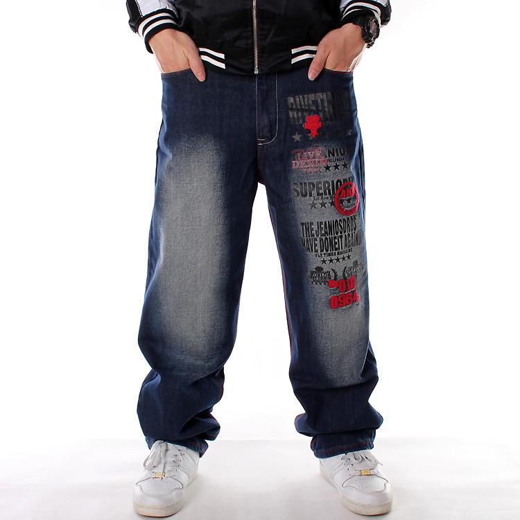 ジーンズ メンズ 男性用 大きいサイズ HIPHOP ヒップホップ ストリート ダンス ウォッシュ加工 刺繍 ルーズ スケートパンツ デニム 綿100％