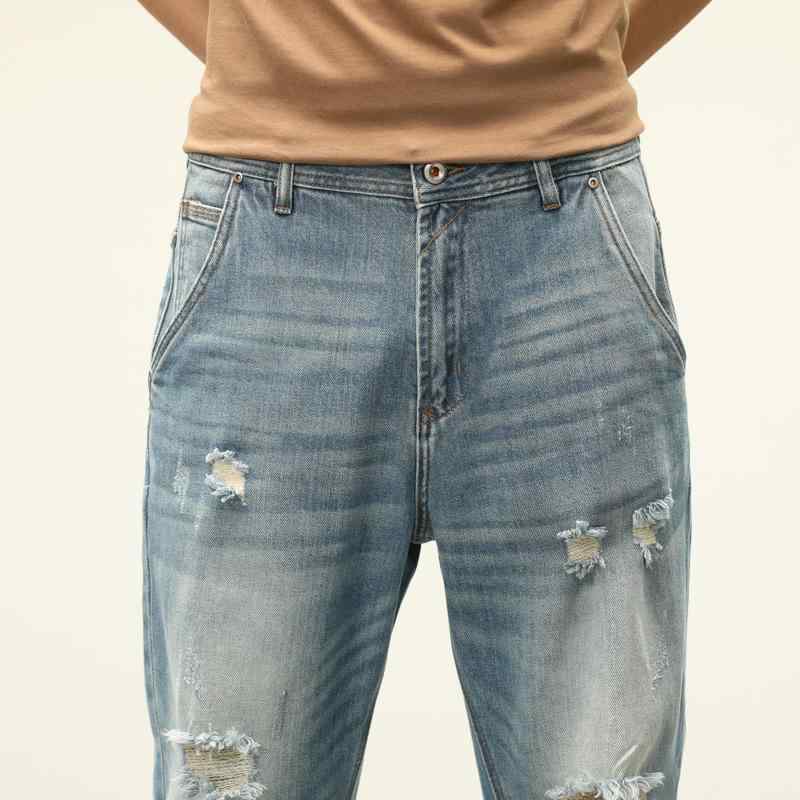 メンズ デニムパンツ 小さいサイズ ストレート 薄手 ダメージ加工 ウォッシュ加工 スキニー スリム おしゃれ スタイル 男性用 ジーパン Gパン