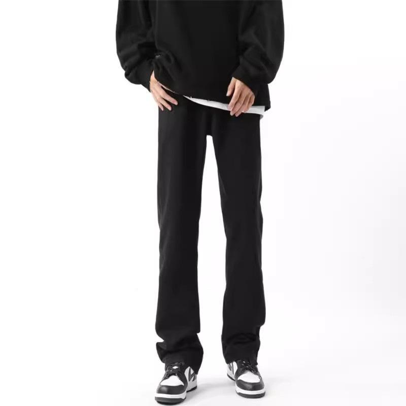 ジーンズ 男性用 ビッグシルエット ストレートパンツ ブラックスデニム ダメージ加工 ウォッシュ加工 ジーパン Gパン カジュアルパンツ ロングパンツ 黒 綿100% 四季