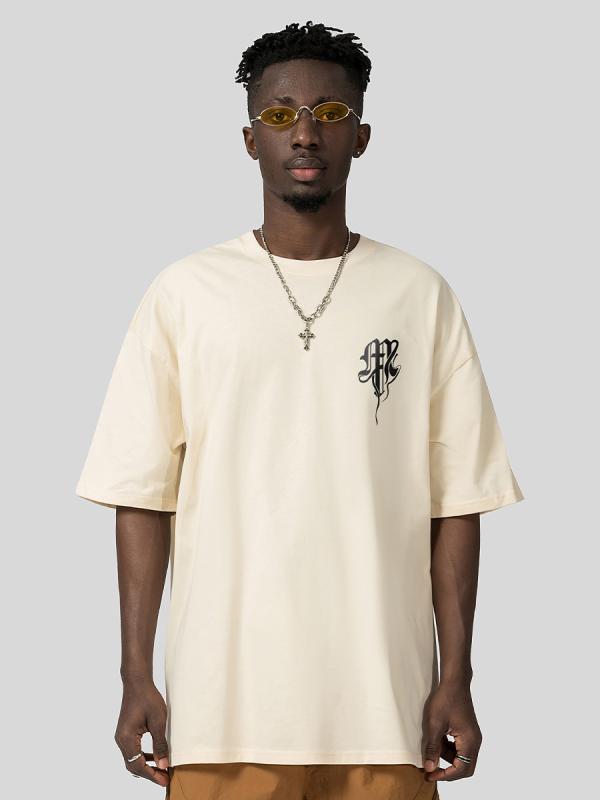 Tシャツ 男性用 ゆったり ラウンドネック 半袖Tシャツ ドロップショルダー コットン100% ストリート アメカジ 無地 ホワイト系 グレー系