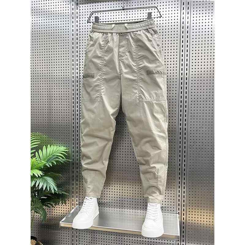 カジュアルパンツ 男性用 9分丈 切り替え 青年 ハーレムパンツ リラックス 速乾 スポーツ ポリエステル ブラック カーキ