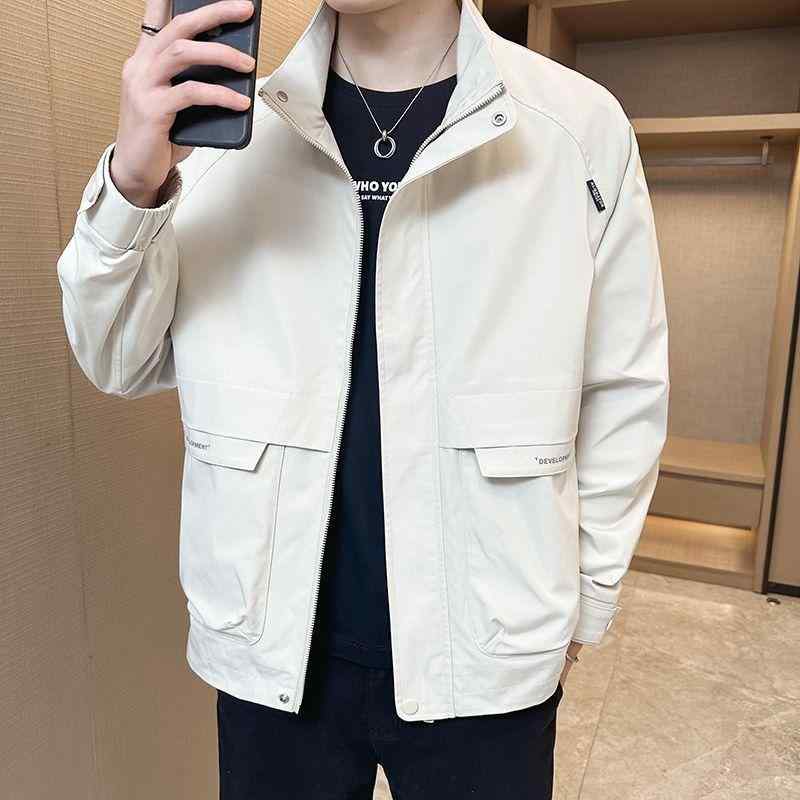 ジャケット 男性用 春物 ブルゾン スタンドカラー ワークジャケット ゆったり ミリタリーグリーン ブラック カーキ ベージュ ポリエステル|Tanzan