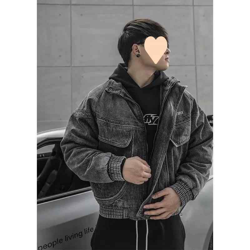 上衣 成人男性用 ジーンズ上衣 秋冬 ウォッシュ産業 ゆったり 運動競技お召しもの 形づくるお召しもの 朦々たる
