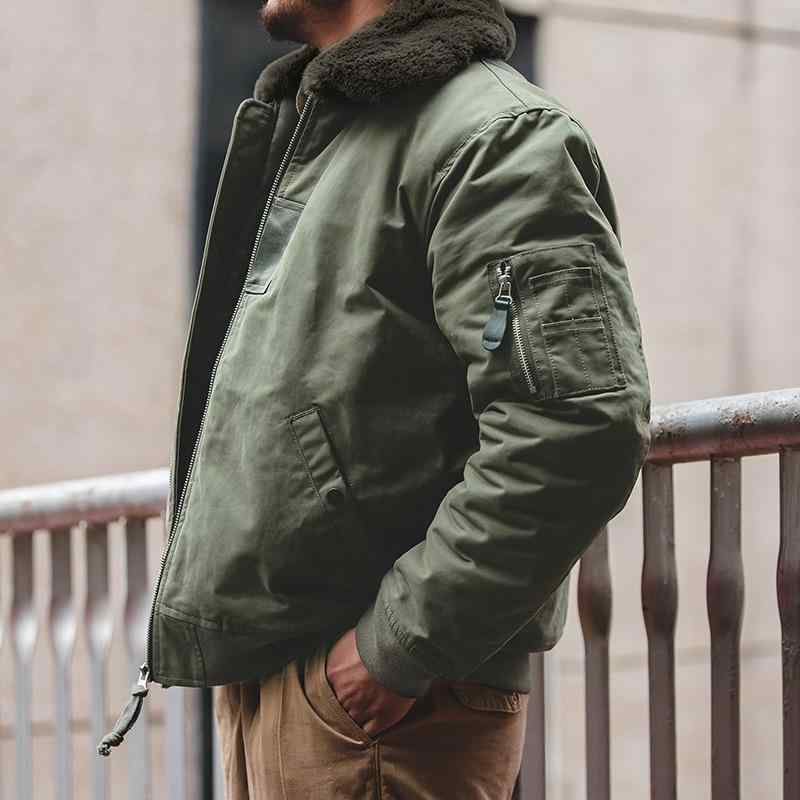 ジャケット 男性用 B15 ボマージャケット ミリタリー 厚手 コットン アウター 裏ボア 防寒 カーキ グリーン