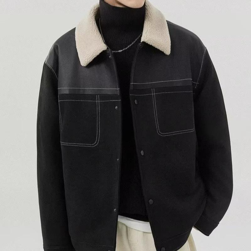 上衣 メンズ 成人男性用 上衣 秋冬 韓国風 ゆったり ?松 フェイクスエード スウェード調 うつり変わり 異原料品MIX 心地よい