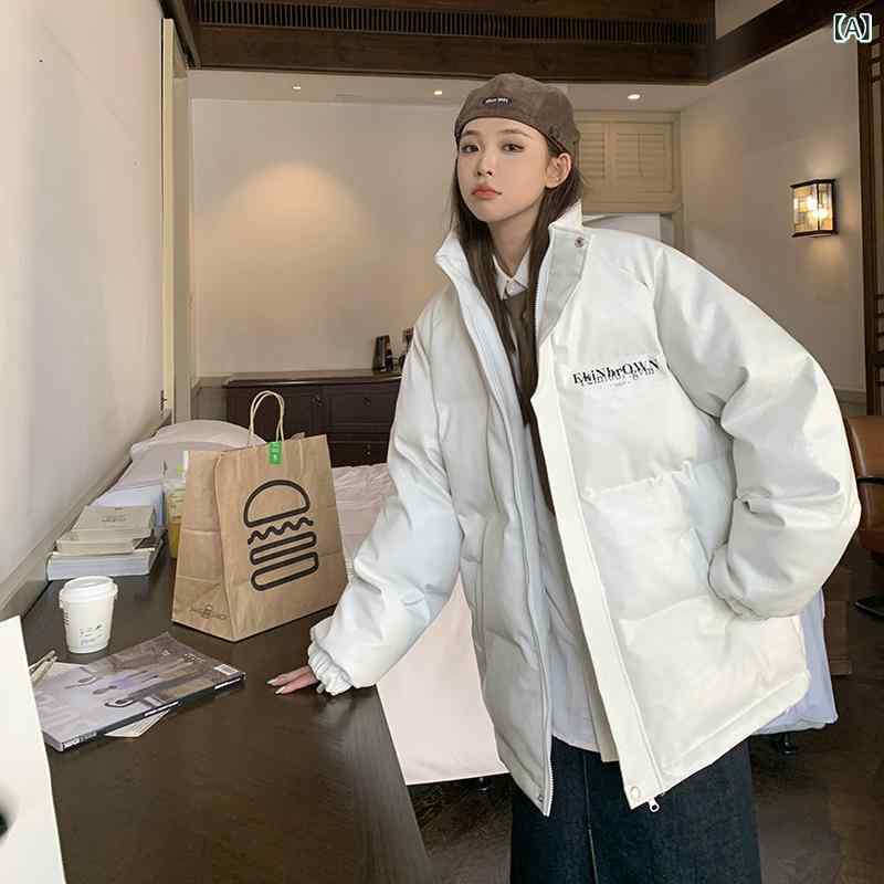 上衣 成人男性用 秋冬 PUなめし革 ワニ柄 綿織物 中綿 立襟 刷り上げる 港風 心地好い 白 黒 M L XL XXL XXXL 4XL 5XL
