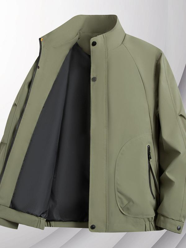 ジャケット 男性用 防風 アウター 立襟 ミリタリー ワークジャケット ブルゾン ジャンパー 紳士服 トップス 長袖 無地 春秋