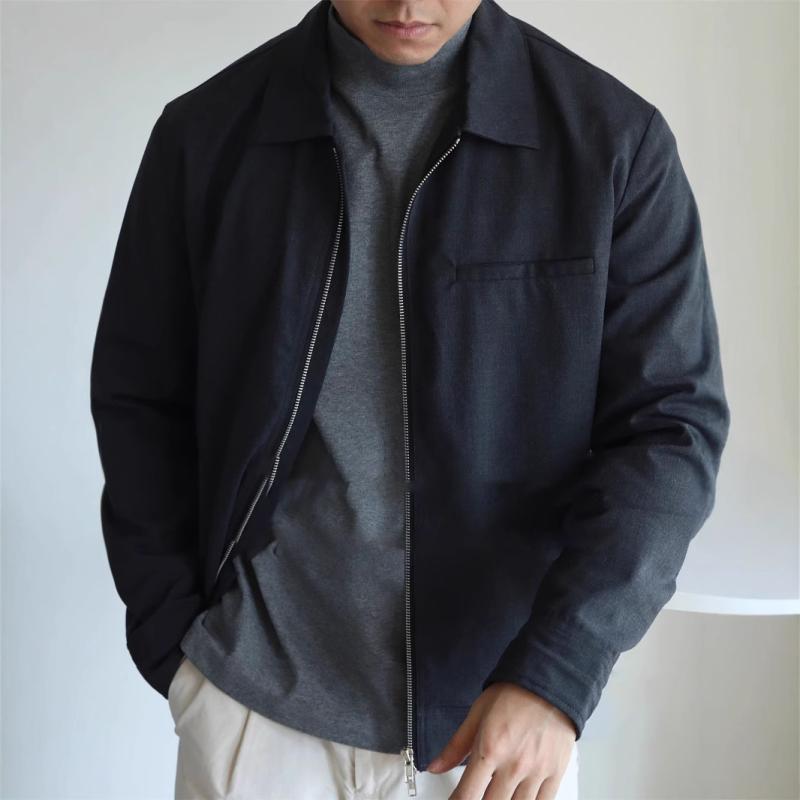 ジャケット 男性用 垂? 平織り 襟付き カジュアル ビジネス ポケット アウター スプリングコート ポリエステル ゆったり 石墨グレー 紺色