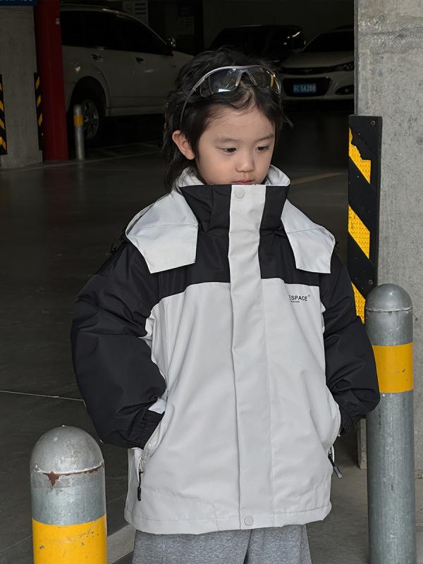 赤ちゃん用 アウター/上衣 ボーイズ 三防 撥水 防風 立襟 ボンネット付き添い人 取りはらい能力のある 綿織物肌付き 中綿入り口・入口 運動すること着 スポーティ