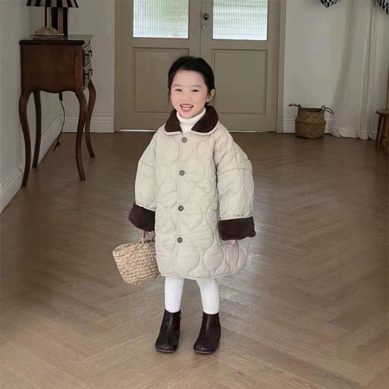 子供服 アウター 女の子 中綿入り コート 厚手 防寒着 中長丈 かわいい 秋冬