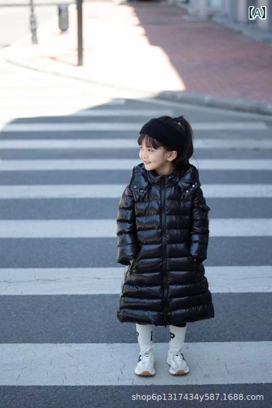 赤ちゃん服 落ちこむ上衣 中綿入り口・入口 アウター 秋冬 男女兼用 95%グースダウン 朦々たる 防寒 打つ手 あったか 中長丈 ボンネット付き添い人 黒 白 110糎 120糎 130糎 140糎 150糎 160糎 170糎
