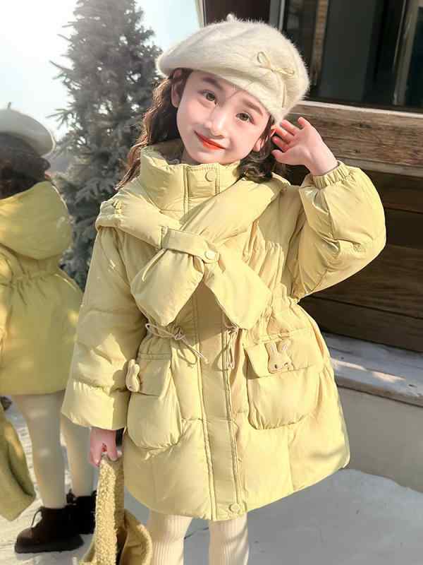 赤ちゃん服 落ちこむ上衣 御姉さん 中綿 厚地の外套 秋冬 中長丈 朦々たる 軽さ 生あたたかい 防寒 愛くるしげ サクラ色系 黄色