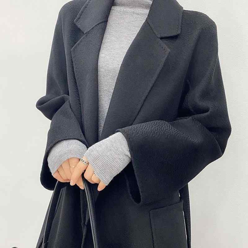 コート レディース ウール ロング 韓国風 きれいめ スリム 大判 ストール付き 秋冬 女性用 ウール 羊毛 アウター ダブルフェイス 無地 通勤 オフィス