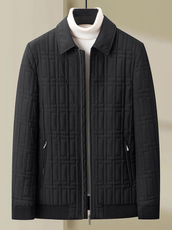 ジャケット 男性用 中高年向け コットン アウター トップス 紳士服 リブ裾 ポリエステル 無地 春秋