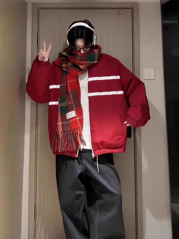 ジャケット 男性用 ストリート系 連帽 春秋 ポリエステル ?? 加厚 ルーズ レッド M L XL XXL XXXL