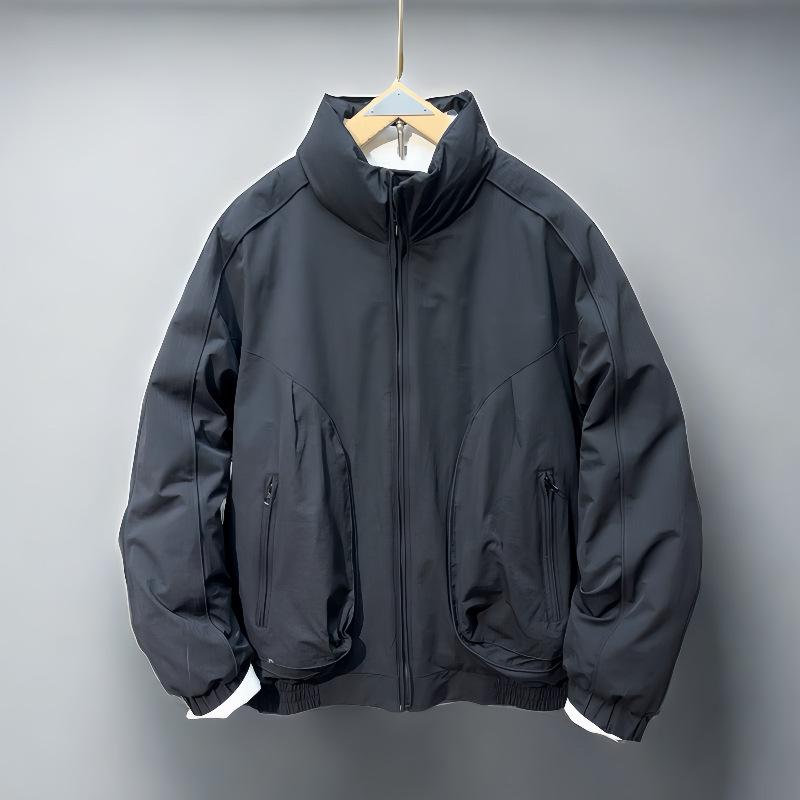 羽?服 メンズ 秋冬 加厚 暖 立襟 白ダックダウン ゆったり ワーク ブラック ブラウン ポリエステル 防寒