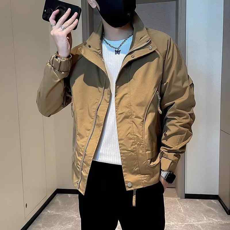 ジャケット 男性用 ブルゾン アウター カジュアル ワーク カーキ色 黒色 緑色 耐摩耗 長袖 ルーズフィット