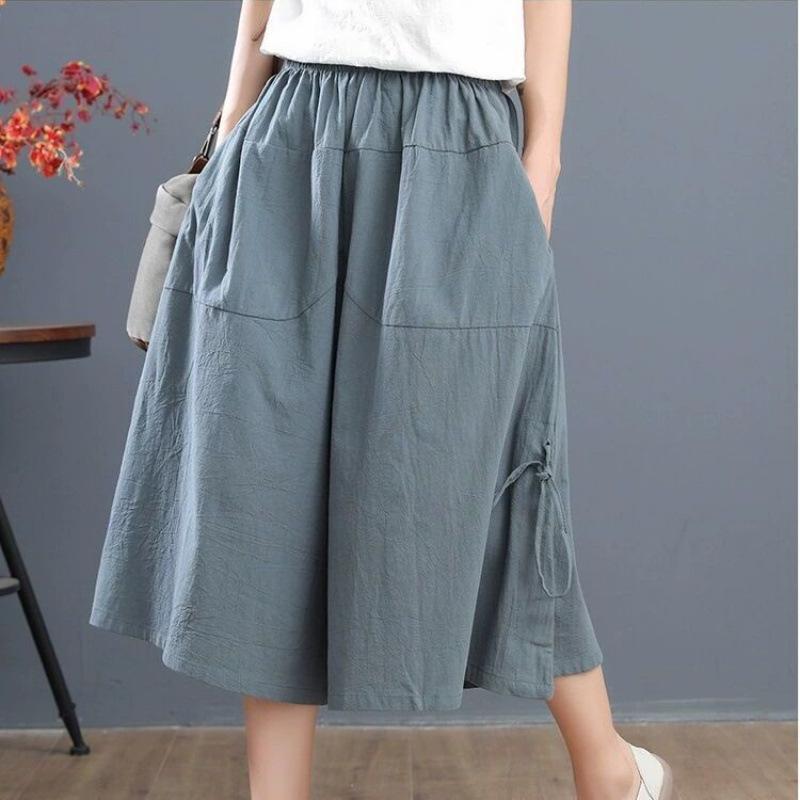 パンツ レディース 大きいサイズ 7分丈 ワイドレッグパンツ 楽ちん ゆったり ゴムウエスト 無地 普段使い ミドルウエスト 紺色 ネイビー オフホワイト ワインレッド グレー ブラック ポリエステル シフォン 日韓スタイル