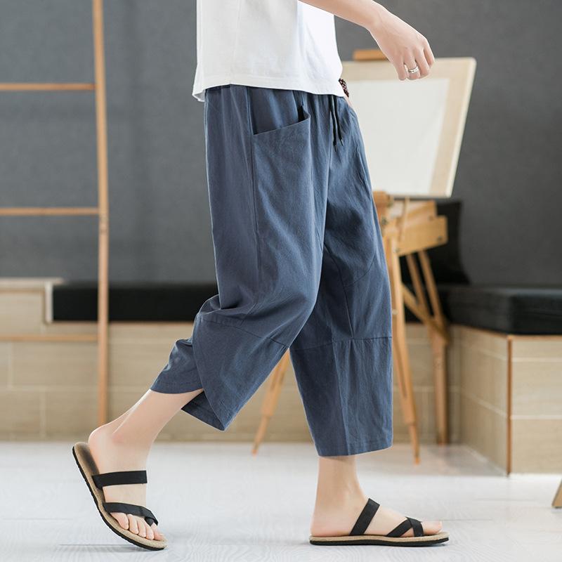 ハーフパンツ メンズ 男性用 リネンパンツ 綿麻パンツ ショートパンツ 短パン イージーパンツ 7分丈パンツ サルエルパンツ ワイドパンツ ゆったり 涼しい 無地 春夏 部屋着 普段使い 中国風
