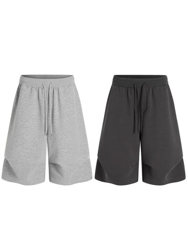 ハーフパンツ メンズ 男性用 スウェットパンツ ワイドパンツ 7分丈パンツ 国潮 ストリート系 ゆったり 接触冷感 部屋着 グレー ブラック