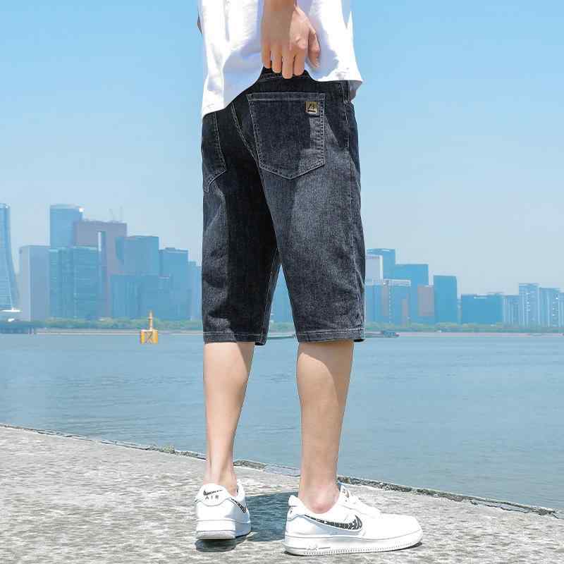 デニム メンズ ハーフパンツ 直筒 ゆったり 薄手 男性用 ジーンズ 短パン カジュアル 7分丈パンツ 普段使い ブラック グレー ブルー