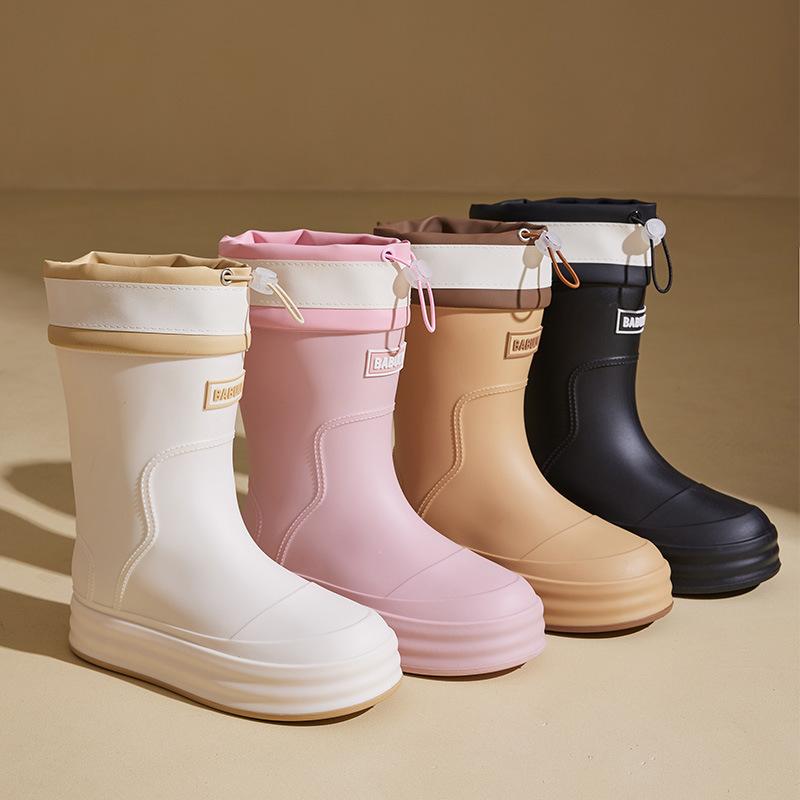 レインシューズ レディース 厚底 ショート 韓国風 防水 フラット ローヒール 婦人靴 晴雨兼用 スリッポン PVC かわいい おしゃれ 歩きやすい 履きやすい 滑り止め カジュアル シンプル ブラック ピンク系 ベージュ カーキ 秋冬 4,341円