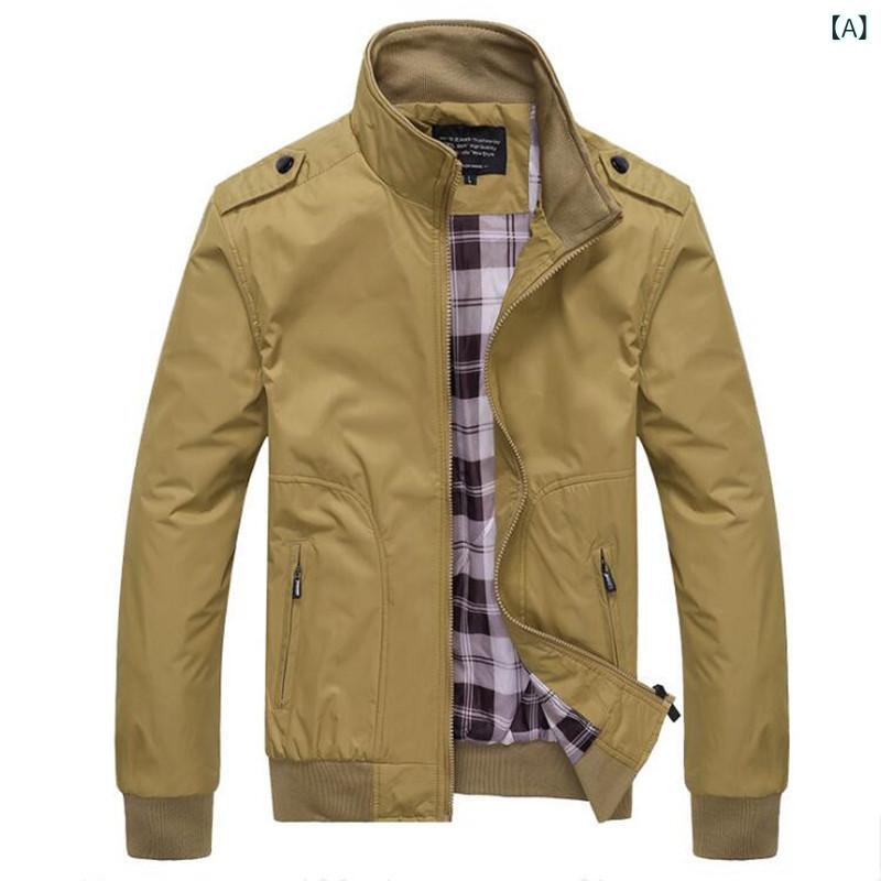 ジャケット メンズ 男性用 秋服 スリム カジュアル 耐摩耗 防風 アウター 綿 カーキ色 グレー ブラック 墨緑 ダークブルー