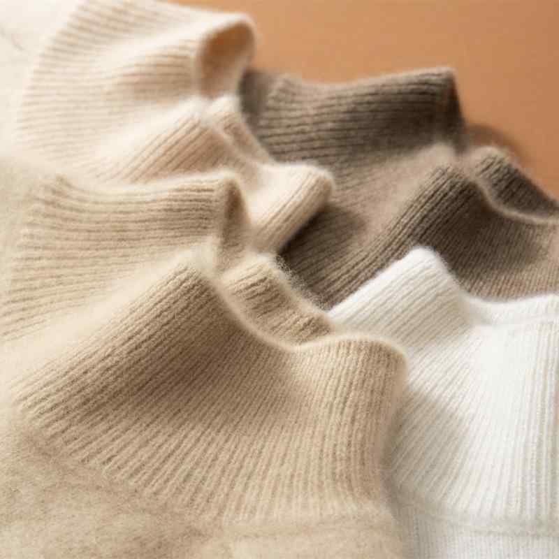 ニット レディース 秋冬 ハーフハイネック 厚手 セーター インナー 通勤 長袖 ウール 羊毛 リブニット トップス S M L XL 2XL 白 黒 金キャメル 浅ベージュ 青 桜色