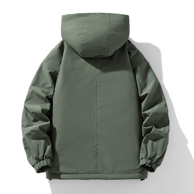 ジャケット 男性用 防寒着 裏起毛 厚手 アウトドア ジャンパー ブルゾン ミリタリースタイル 無地 ゆったりシルエット アーミースタイル ブラック系 ホワイト系｜Tanzan