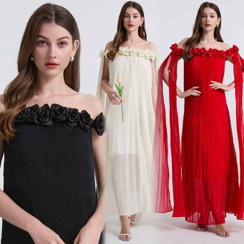 ワンピース レディース 赤色 イブニングドレス ロング マキシ丈 ポリエステル 花柄 ノースリーブ Aライン パーティー 結婚式 二次会 発表会 演奏会 謝恩会 お呼ばれ エレガント フェミニン｜Tanzan
