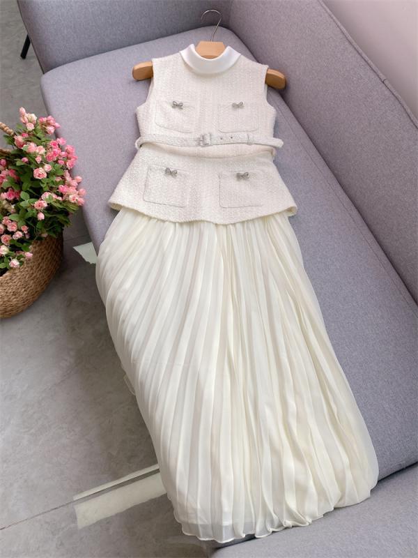 衣装 レディース ミモレ丈 ノースリーブ 象牙色 ポリエステル うつり変わり 粗織り出どころ レトロ風