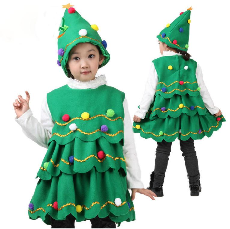 クリスマス コスチューム 親子ペア 聖誕樹 ワンピース ハロウィン 仮装 ポリエステル 綿 グリーン 緑