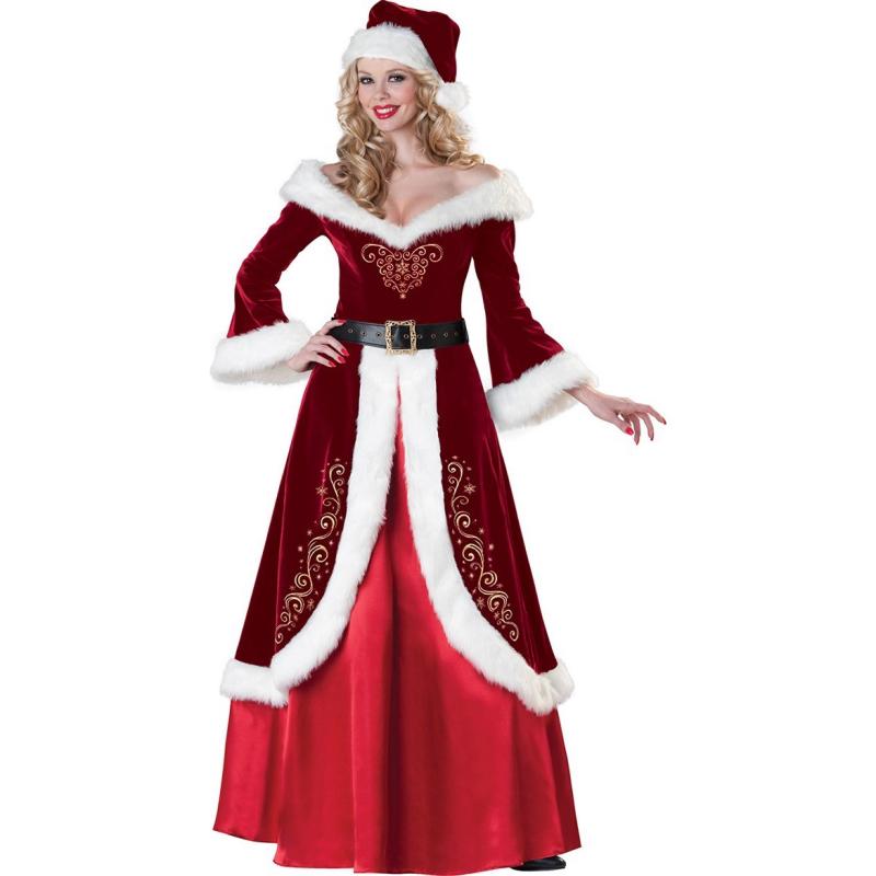 クリスマス コスチューム 男性用 女性用 ポリエステル クリスマス 衣装 大きいサイズ サンタクロース コスプレ